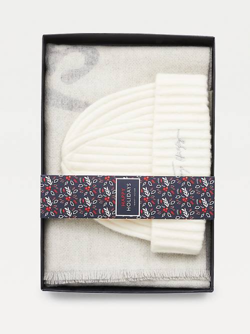 Grey Tommy Hilfiger Fresh Scarf And Beanie Gift Set Women's Hats | TH623IAZ