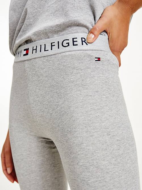 Grey Tommy Hilfiger Full Length Logo Women's Leggings | TH760RXJ