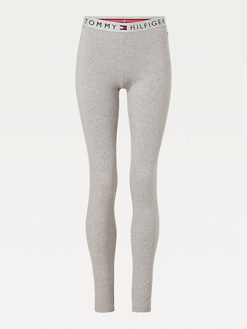 Grey Tommy Hilfiger Full Length Logo Women's Leggings | TH760RXJ