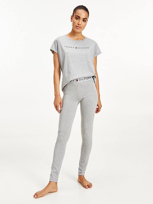 Grey Tommy Hilfiger Full Length Logo Women\'s Leggings | TH760RXJ