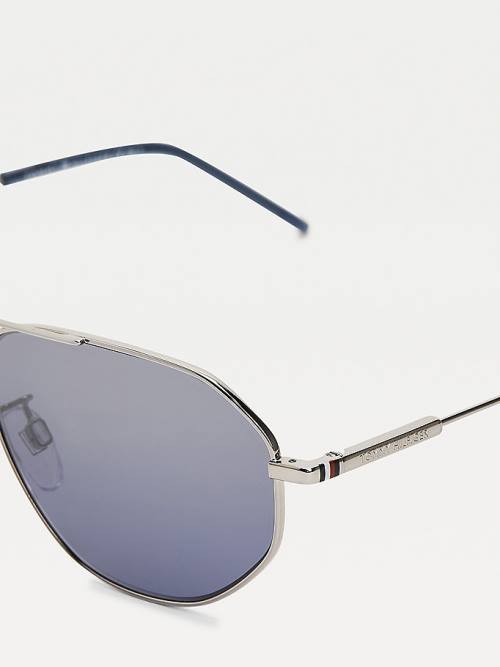 Grey Tommy Hilfiger Gradient Mirror Aviators Men's Sunglasses | TH698YAX