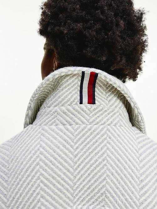 Grey Tommy Hilfiger Herringbone Shacket Women's Jackets | TH290JUE