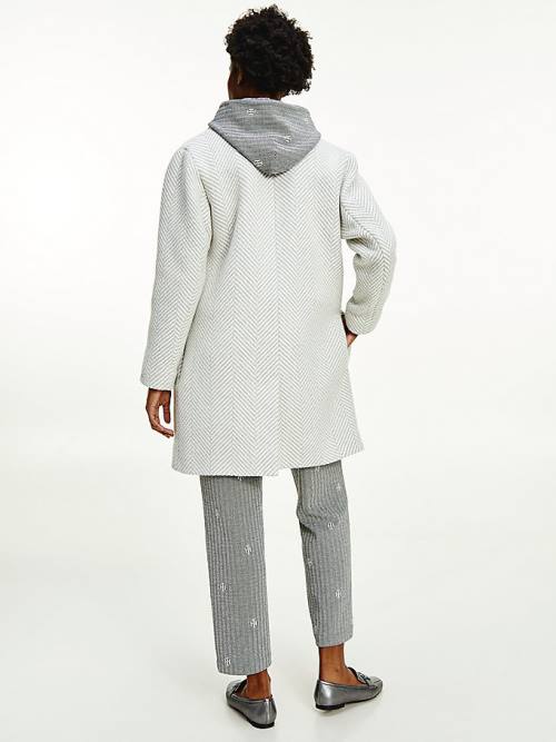 Grey Tommy Hilfiger Herringbone Single-Breasted Women's Coats | TH297IQW