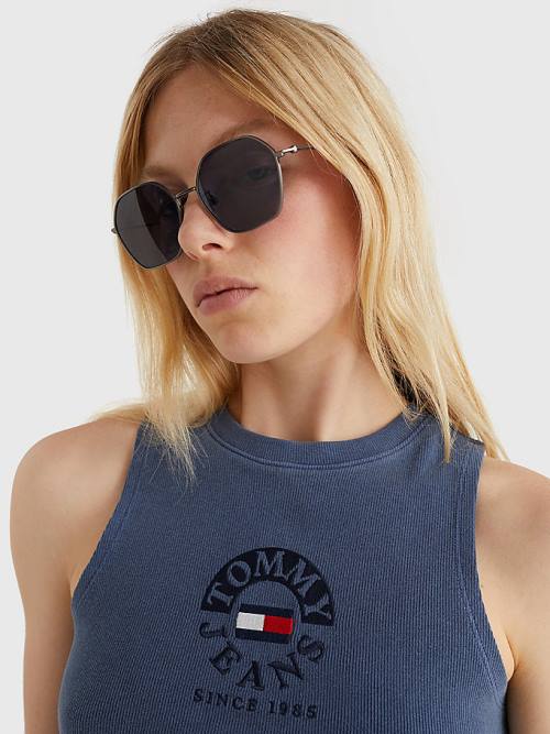 Grey Tommy Hilfiger Hexagonal Lens Women's Sunglasses | TH624FSK