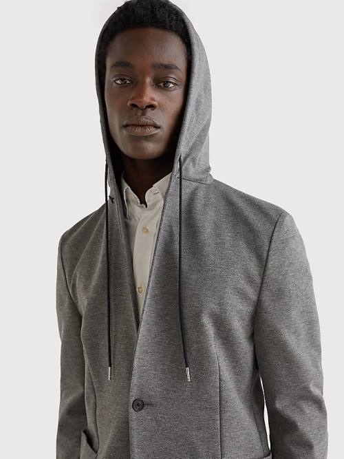 Grey Tommy Hilfiger Hooded Unconstructed Men's Blazers | TH910KPX