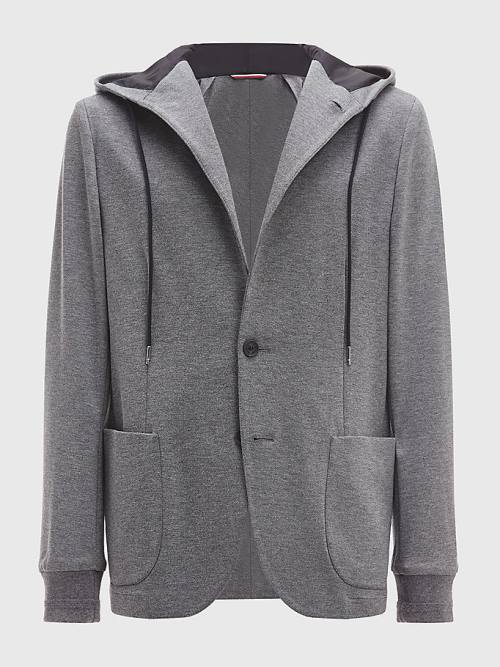 Grey Tommy Hilfiger Hooded Unconstructed Men's Blazers | TH910KPX