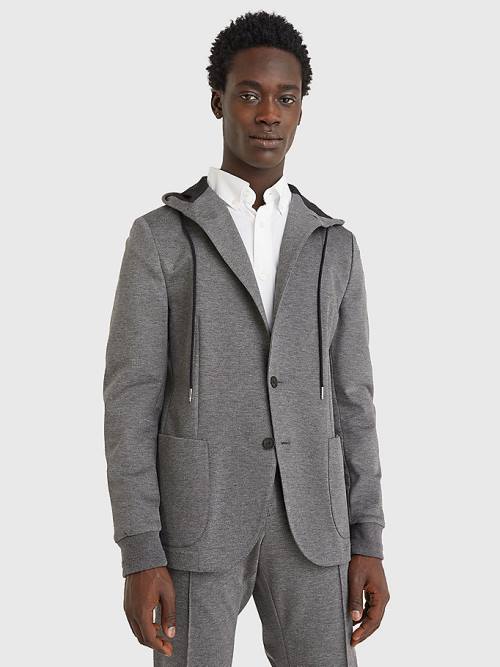 Grey Tommy Hilfiger Hooded Unconstructed Men\'s Blazers | TH910KPX