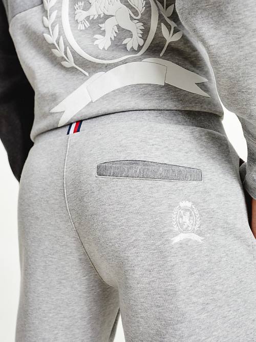 Grey Tommy Hilfiger Icons Colour-Blocked Crest Joggers Men's Pants | TH251BQG