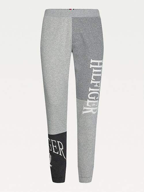 Grey Tommy Hilfiger Icons Colour-Blocked Crest Joggers Men's Pants | TH251BQG