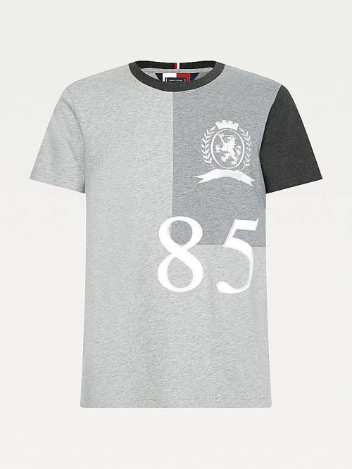 Grey Tommy Hilfiger Icons Crest Relaxed Fit Men's T Shirts | TH895DEO