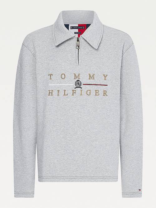 Grey Tommy Hilfiger Icons Mock Turtleneck Relaxed Fit Men's Sweatshirts | TH725PYN