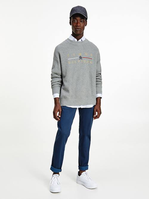 Grey Tommy Hilfiger Icons Oversized Structured Jumper Men's Sweaters | TH462COI