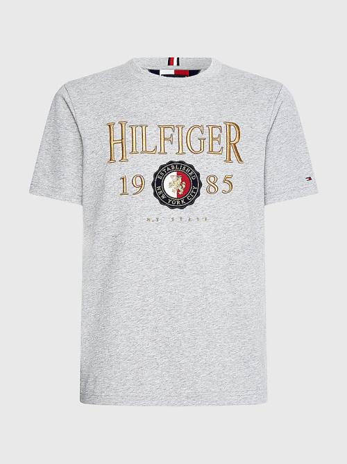 Grey Tommy Hilfiger Icons Relaxed Fit Men's T Shirts | TH386ZMO