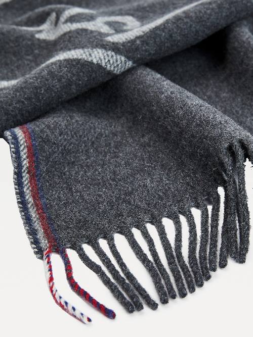 Grey Tommy Hilfiger Jacquard Logo Men's Scarves | TH318HSW