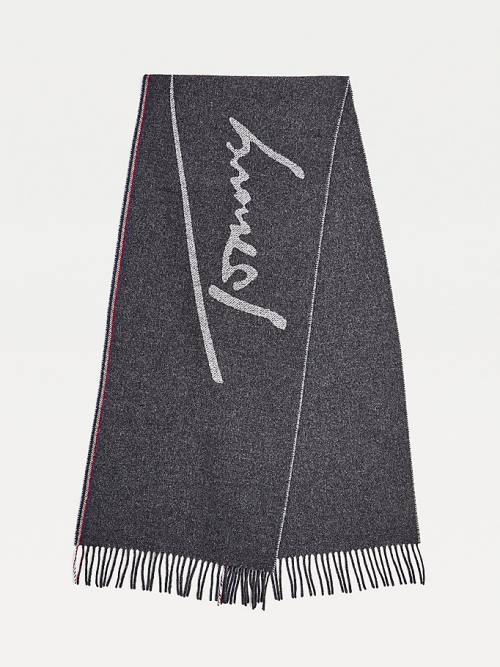 Grey Tommy Hilfiger Jacquard Logo Men\'s Scarves | TH318HSW