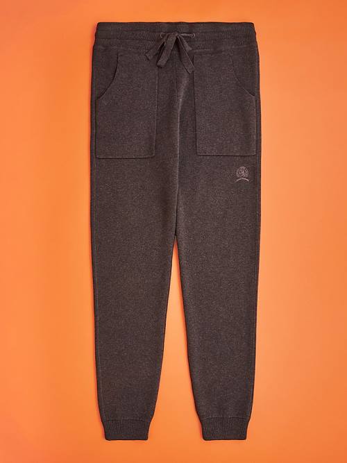 Grey Tommy Hilfiger Knitted Drawstring Waist Men's Pants | TH382ECF