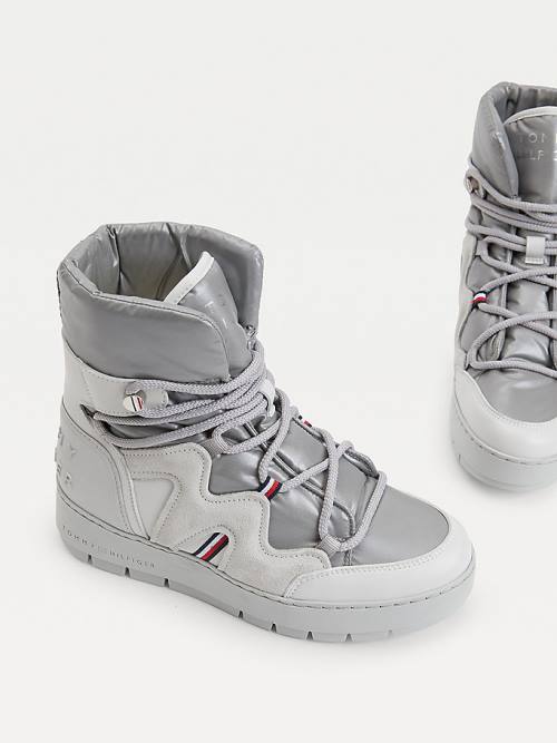 Grey Tommy Hilfiger Lace-Up Snow Women's Boots | TH746GRE