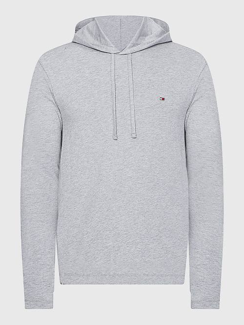 Grey Tommy Hilfiger Lightweight Men's Hoodie | TH362OFD