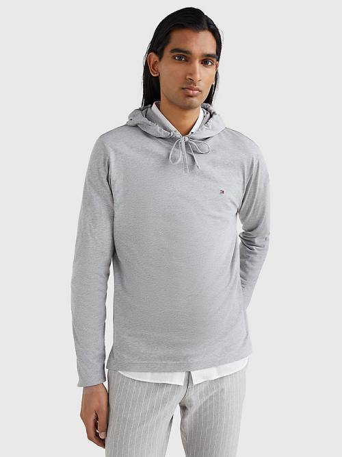 Grey Tommy Hilfiger Lightweight Men\'s Hoodie | TH362OFD