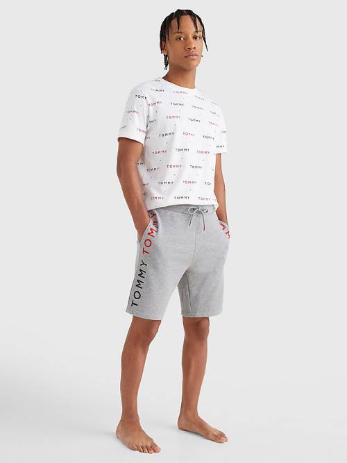 Grey Tommy Hilfiger Logo Embroidery Shorts Men's Pyjamas | TH581PJF