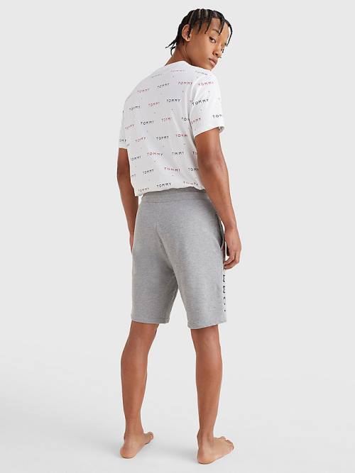 Grey Tommy Hilfiger Logo Embroidery Shorts Men's Pyjamas | TH581PJF