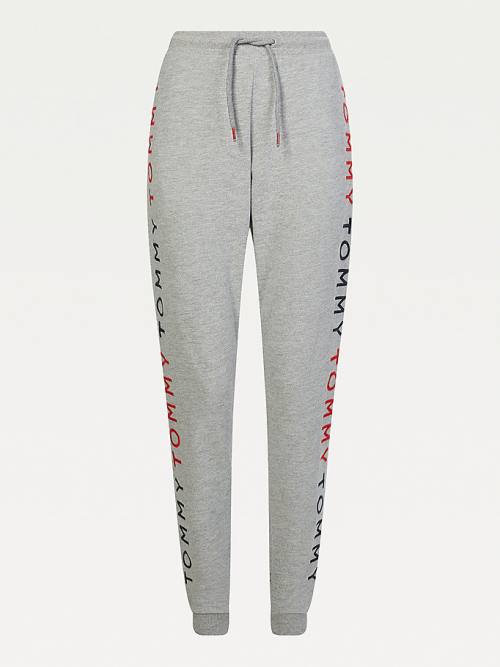 Grey Tommy Hilfiger Logo Embroidery Tapered Joggers Women's Pants | TH392ZUK