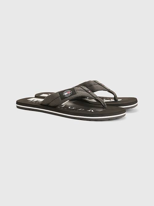 Grey Tommy Hilfiger Logo Patch Flip-Flops Men\'s Sandals | TH457NCY