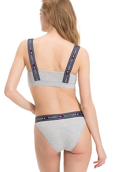 Grey Tommy Hilfiger Logo Strap Bralette Women's Underwear | TH468SPH