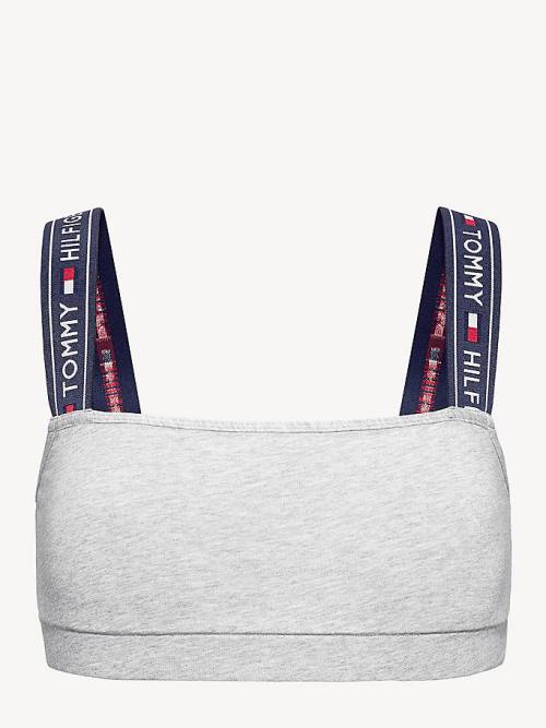 Grey Tommy Hilfiger Logo Strap Bralette Women's Underwear | TH468SPH