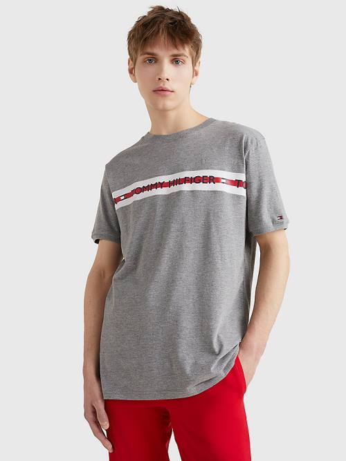 Grey Tommy Hilfiger Logo Stripe Men's Pyjamas | TH286ZLS