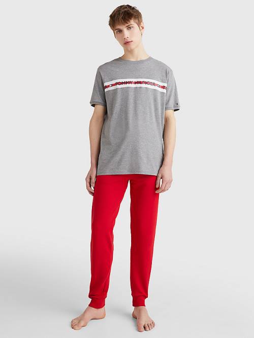 Grey Tommy Hilfiger Logo Stripe Men's Pyjamas | TH286ZLS