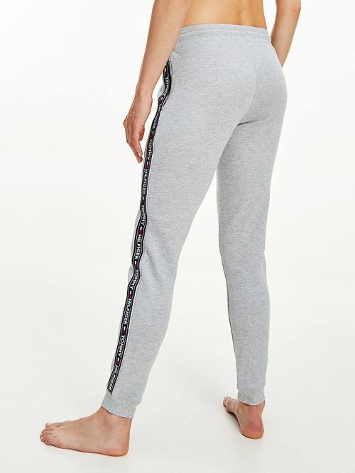 Grey Tommy Hilfiger Logo Tape Joggers Women's Pants | TH327OZE