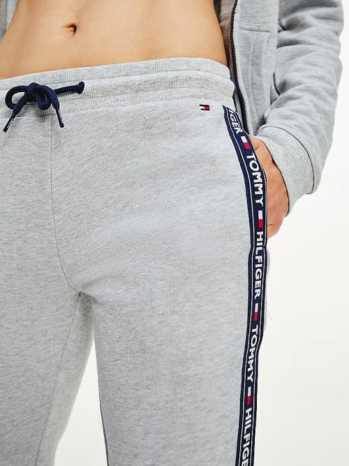 Grey Tommy Hilfiger Logo Tape Joggers Women's Pants | TH327OZE