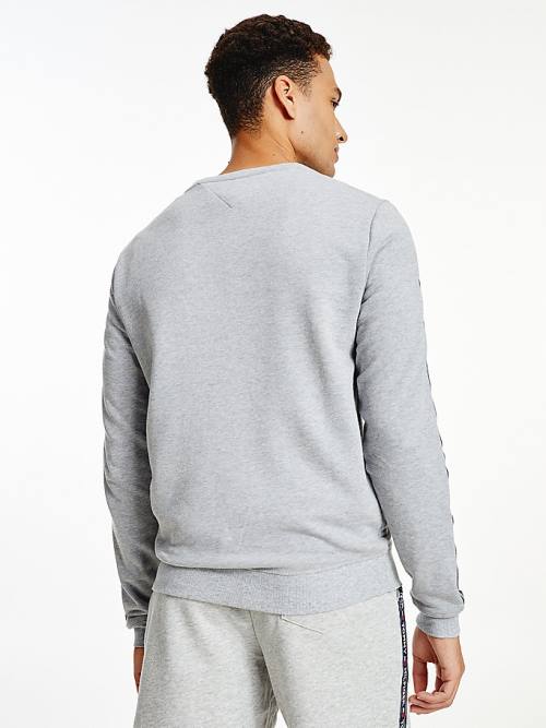 Grey Tommy Hilfiger Logo Tape Sweatshirt Men's Pyjamas | TH928CMD