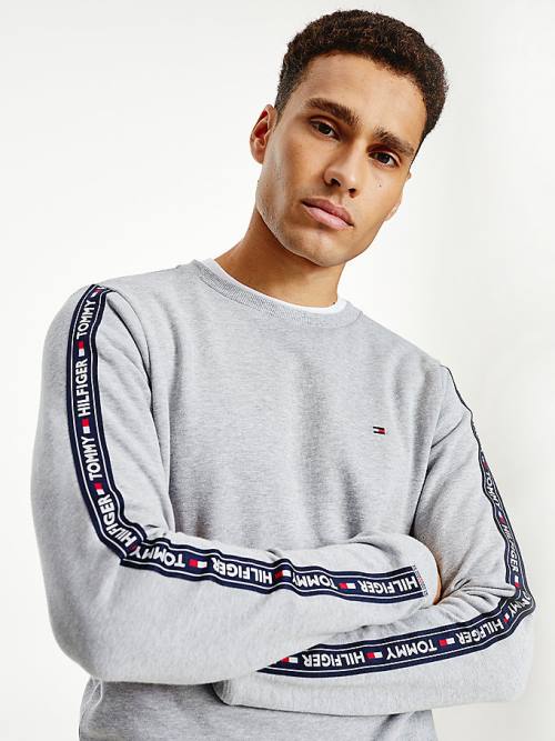 Grey Tommy Hilfiger Logo Tape Sweatshirt Men's Pyjamas | TH928CMD