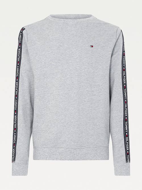 Grey Tommy Hilfiger Logo Tape Sweatshirt Men's Pyjamas | TH928CMD