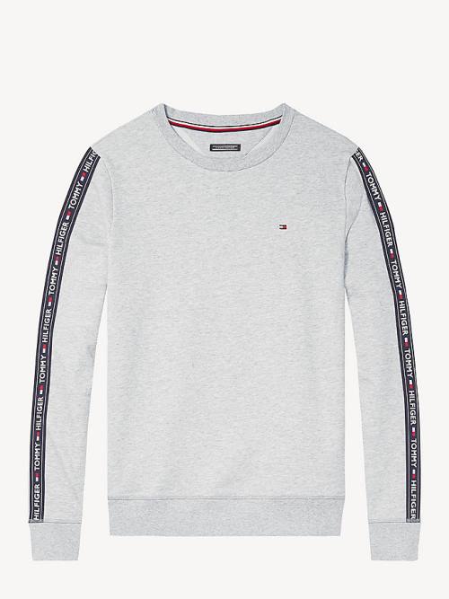 Grey Tommy Hilfiger Logo Tape Sweatshirt Men's Pyjamas | TH928CMD