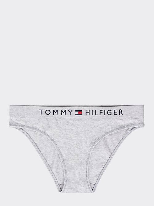 Grey Tommy Hilfiger Logo Waistband Stretch Cotton Briefs Women's Underwear | TH694YVJ