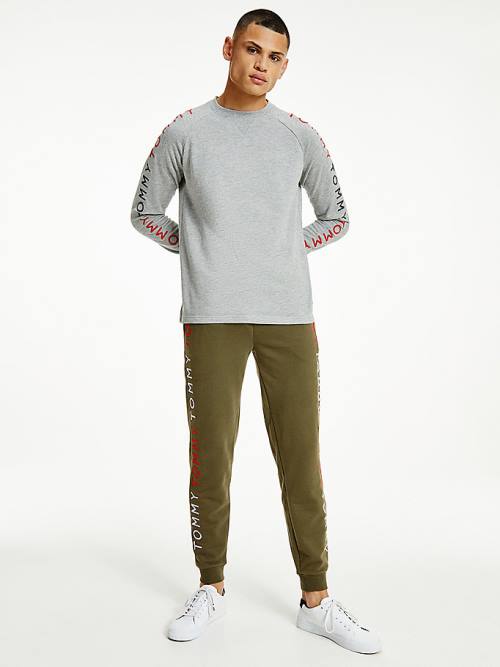 Grey Tommy Hilfiger Lounge Embroidery Track Sweatshirt Men's Pyjamas | TH798CAQ