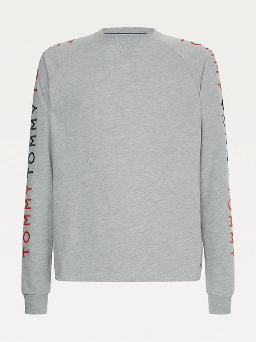 Grey Tommy Hilfiger Lounge Embroidery Track Sweatshirt Men's Pyjamas | TH798CAQ