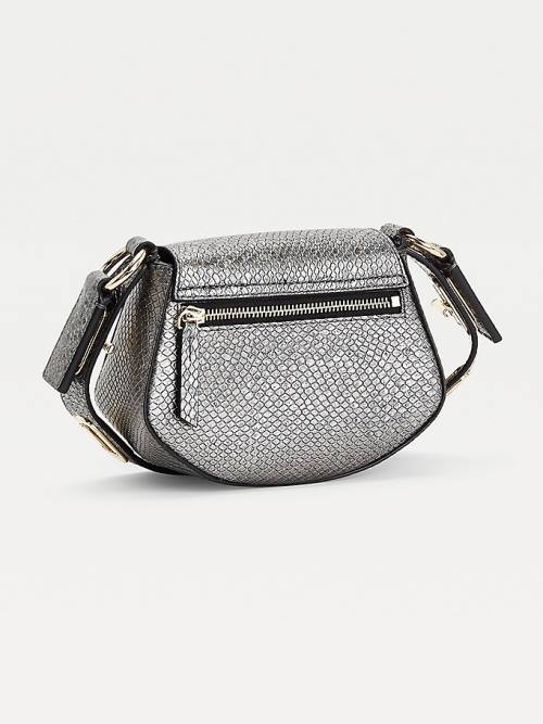 Grey Tommy Hilfiger Luxe Leather Small Metallic Crossover Women's Bags | TH689RJX