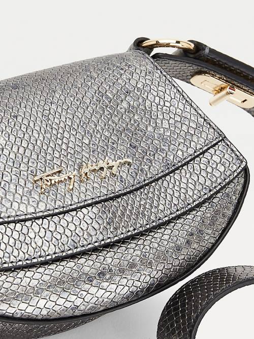 Grey Tommy Hilfiger Luxe Leather Small Metallic Crossover Women's Bags | TH689RJX