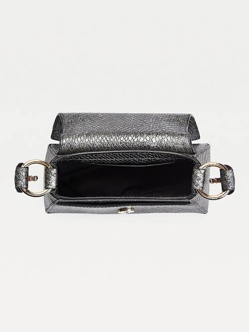 Grey Tommy Hilfiger Luxe Leather Small Metallic Crossover Women's Bags | TH689RJX