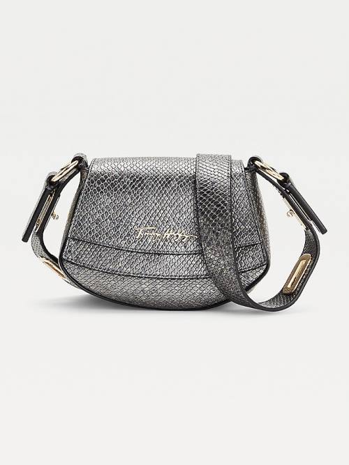 Grey Tommy Hilfiger Luxe Leather Small Metallic Crossover Women\'s Bags | TH689RJX