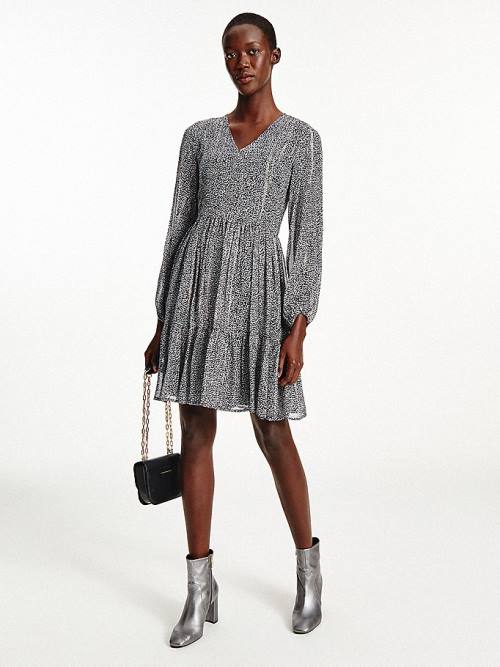 Grey Tommy Hilfiger Metallic Chiffon Fit And Flare Women\'s Dress | TH013IWE