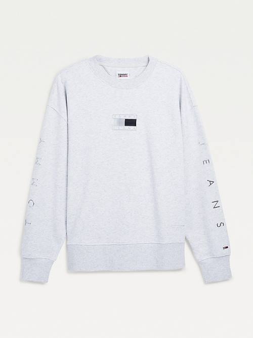 Grey Tommy Hilfiger Metallic Organic Cotton Men's Sweatshirts | TH654GUN