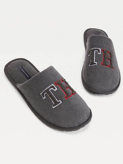 Grey Tommy Hilfiger Monogram Home Men's Slippers | TH357YRA