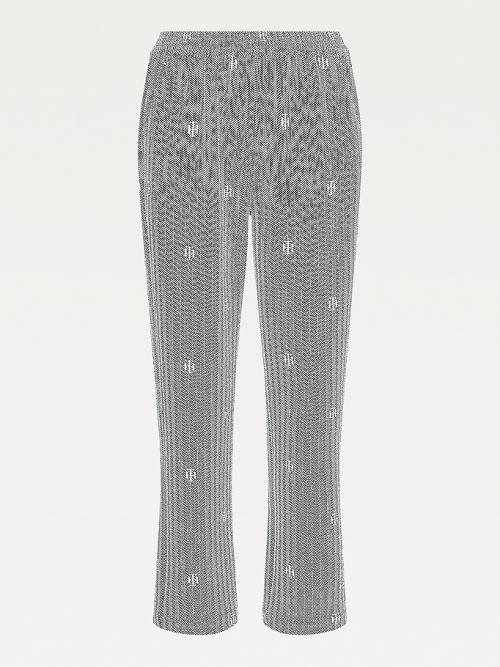 Grey Tommy Hilfiger Monogram Jacquard Relaxed Tapered Women's Pants | TH578KJX