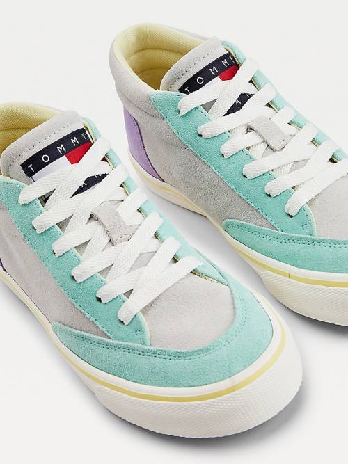 Grey Tommy Hilfiger Multicolour Suede Skate Women's Sneakers | TH561OJC