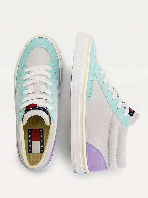 Grey Tommy Hilfiger Multicolour Suede Skate Women's Sneakers | TH561OJC